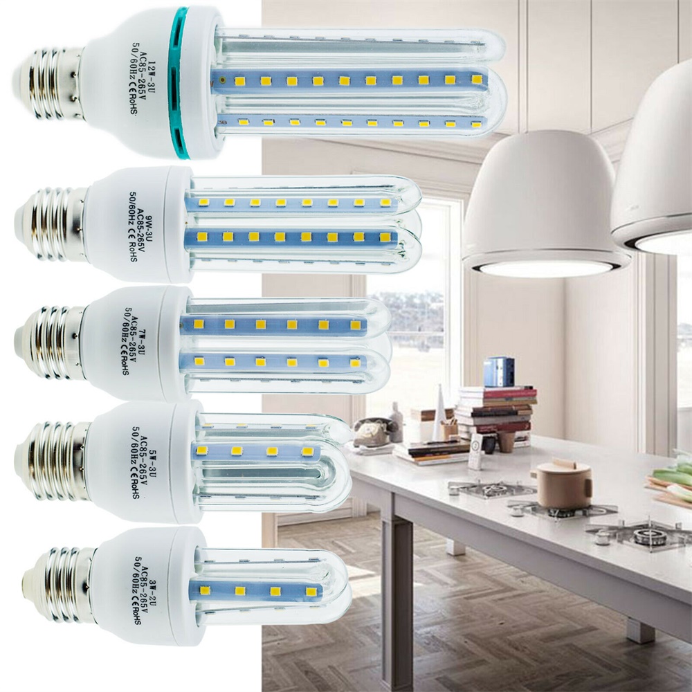 3W 5W 7W 9W 12W ahorro de energía E27 bombillas LED de maíz tubo en U luces de inundación de neón fluorescentes 220V 110V lámparas para el hogar 360 ° Iluminación