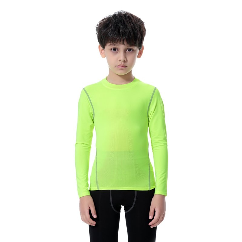 Kids Boys Compression T-shirt Long Sleeve Tops Stretch Quick Dry Shirts Gym Fitness Running Hiking Camping Tees