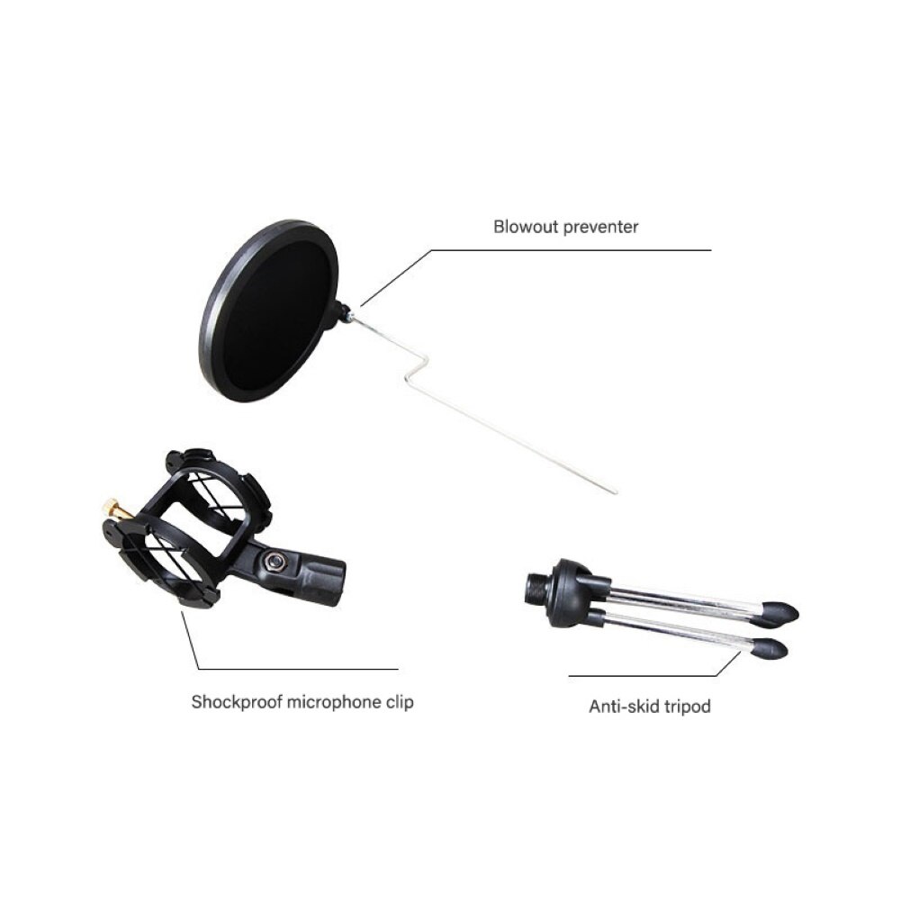 Desktop Universal Anti-Spray Microphone Shock Mount Holder Tripod Stand Bracket