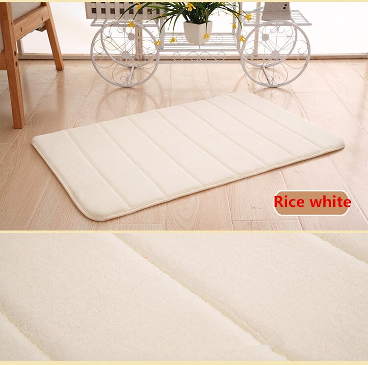 40*60cm Bath Mat Bathroom Carpet Water Absorption Rug Shaggy Memory Foam Bathroom Mat Set kitchen Door Floor: Beige
