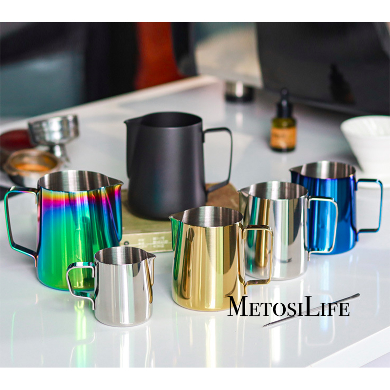 Stainless Steel Milk Frothing Pitcher Jug Espresso Steaming Pitcher with Scale for Cappuccinos &amp; Latte Art
