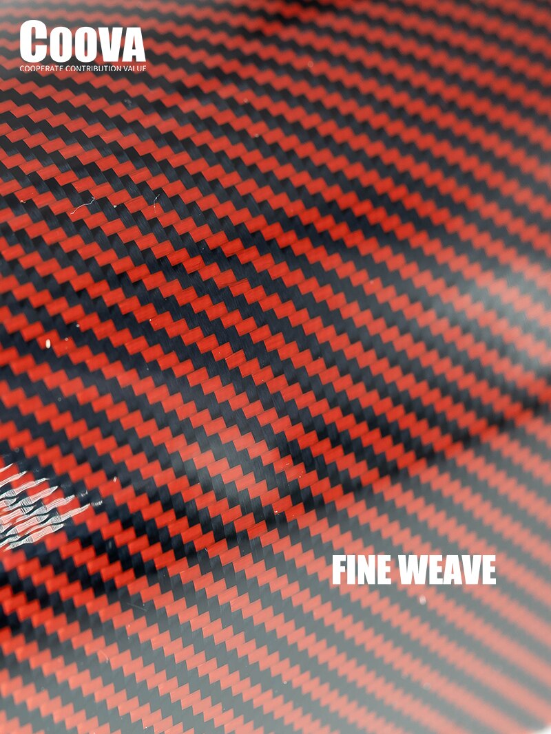 F504 COOVA Red &amp; Carbon Fiber Sheet Twill Real Carbon Fiber Plate Board Sheet Epoxy Composite Thickness 0.4mm DIY Decoration