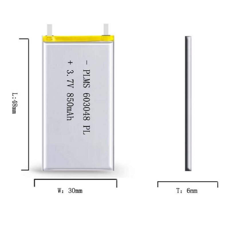 3.7V MP3 MP4 Gps 603048 603048 Lithium Polymeer Batterij Draadloze Telefoon 850 Mah