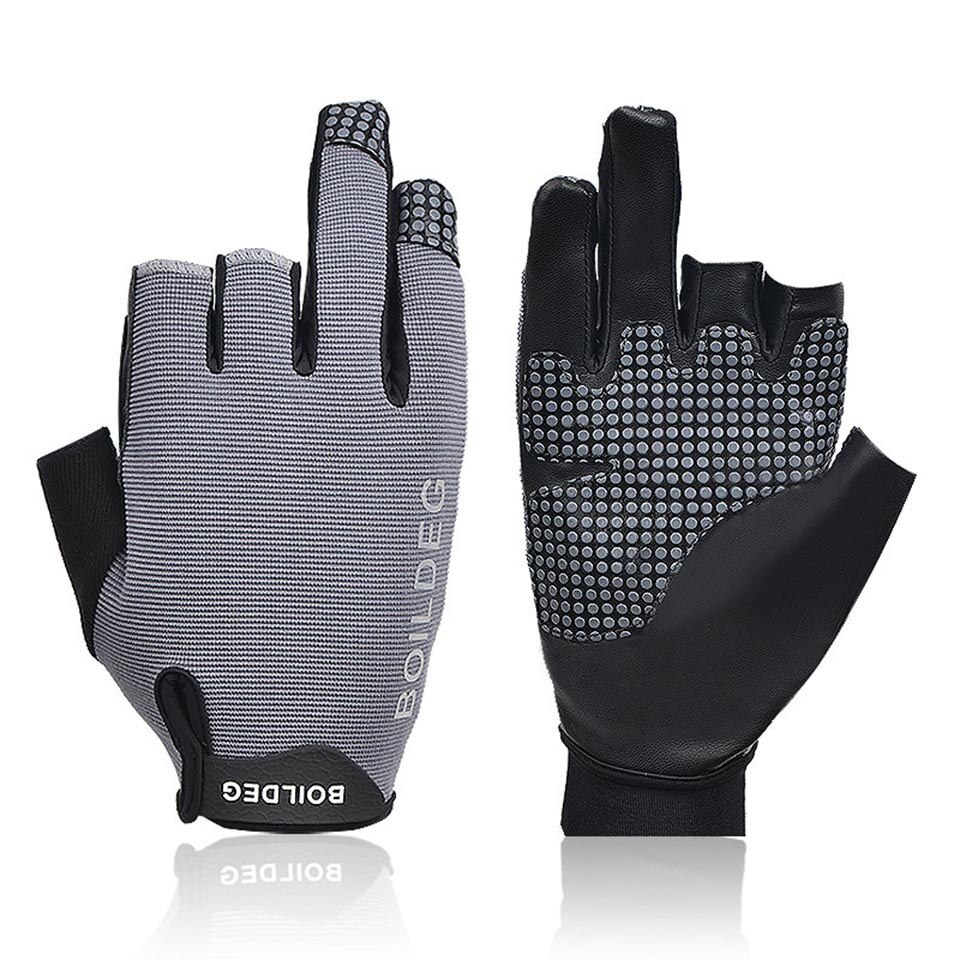 1 paio di guanti da canottaggio antiscivolo a 3 dita guanti da canottaggio per esterni riflettenti guanti da pesca resistenti all&#39;usura per barche a vela: GRAY / M