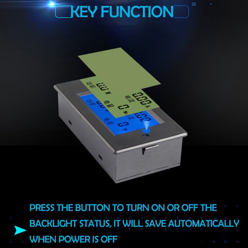 50a 100 a 80-260v dc 6.5-100v lcd digitalt voltmeter amperemeter strøm energi bilspenning strømmåler volt