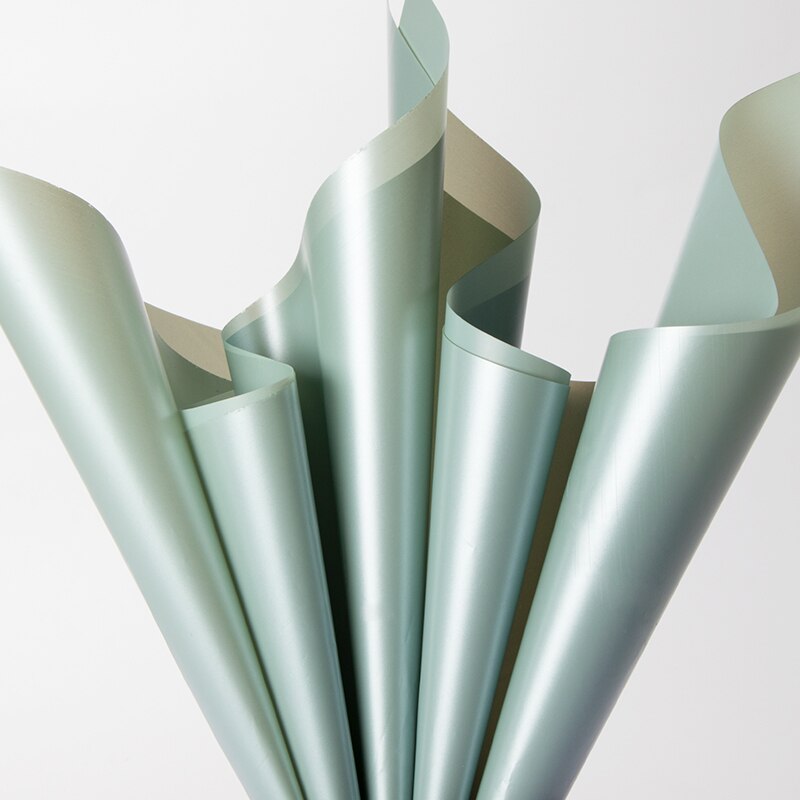 20Pcs Koreaanse Cloud Brokaat Zijde Satijn Textuur Film Opp Bloem Inpakpapier Boeket Bloemen Bloem Winkel Materialen: Moss green