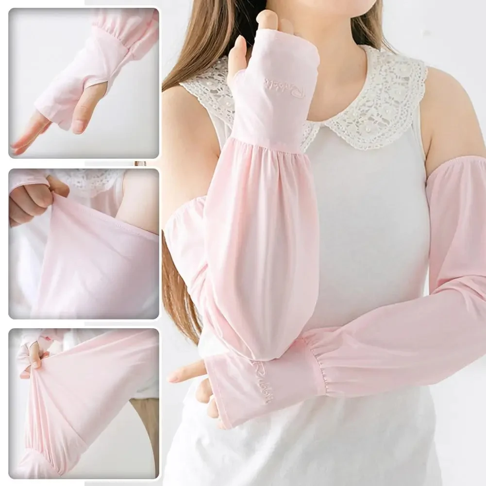 Summer Loose Sunscreen Driving Ice Silk Sleeve Female Long Length UV Protection Arm Arm Glove Sleeves Super Soft Breathable