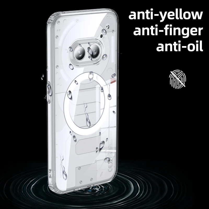 Kristall genomskinligt pansarskal stötsäkert fodral för ingenting telefon 2a tpu ram hårdplast magnetisk trådlös laddning baksida