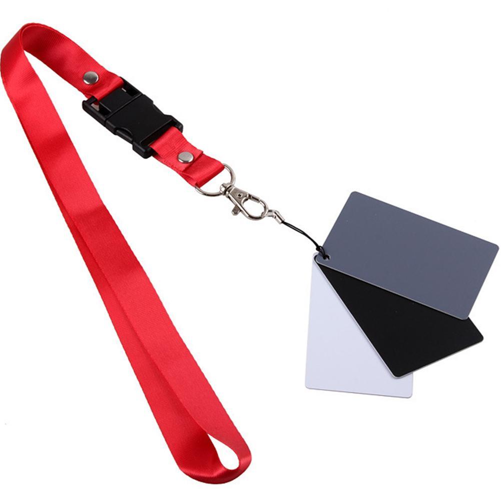 3 In 1 White Black Grey Balance Cards 18-degree Small Gray Card With Neck Strap Photography Accessories: Default Title