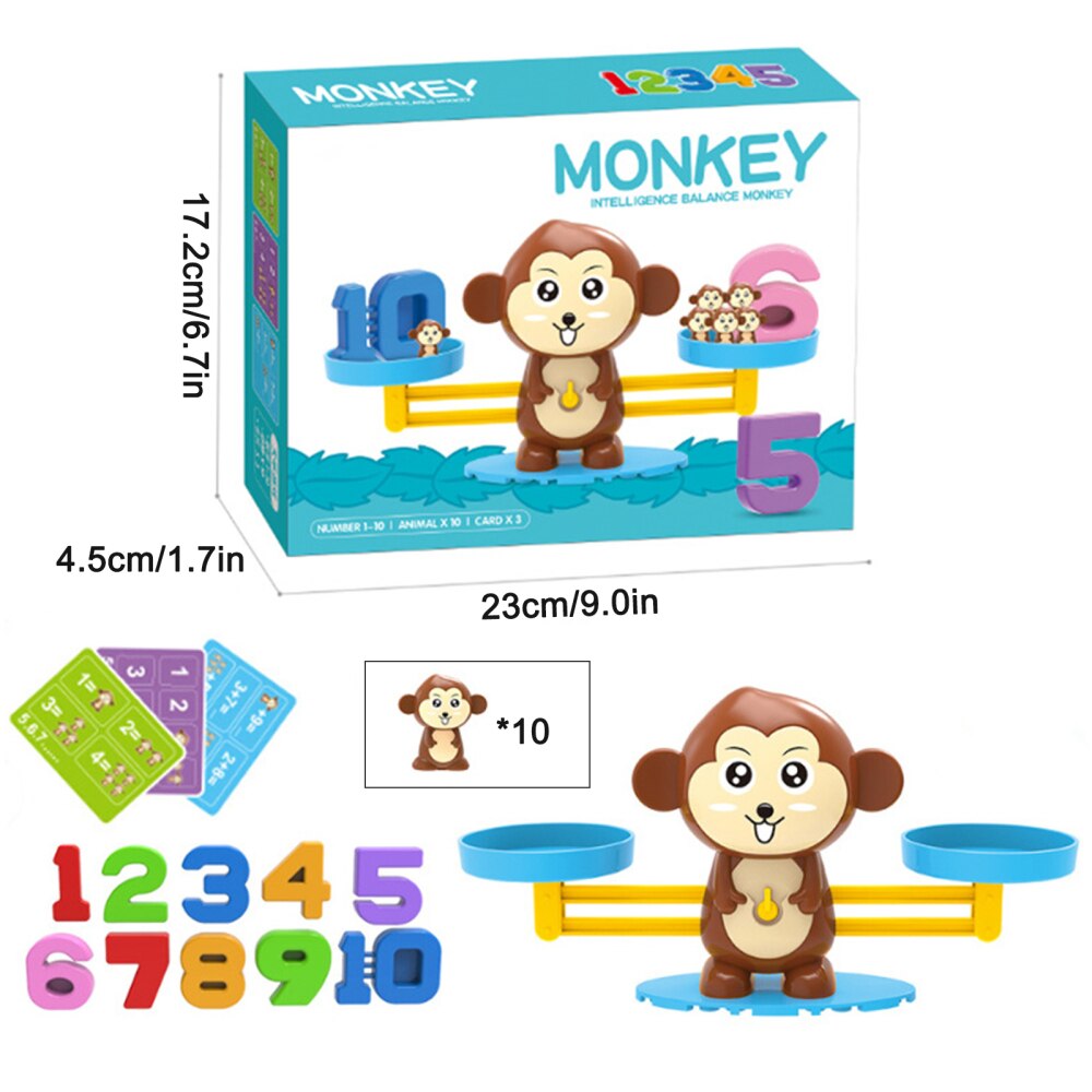 Juguetes de matemáticas para niños, juego de balanza de equilibrio, juegos de números, bloques de apilamiento, pingüino, mono, de educación temprana