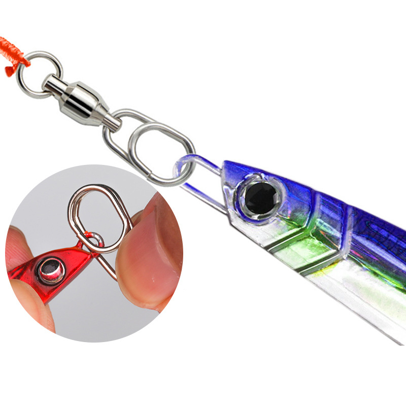 Connecteur de pêche à enroulement pivotant, en acier inoxydable, avec roulement à billes, Clip de pêche à encliquetage rapide, 10 à 50 pièces