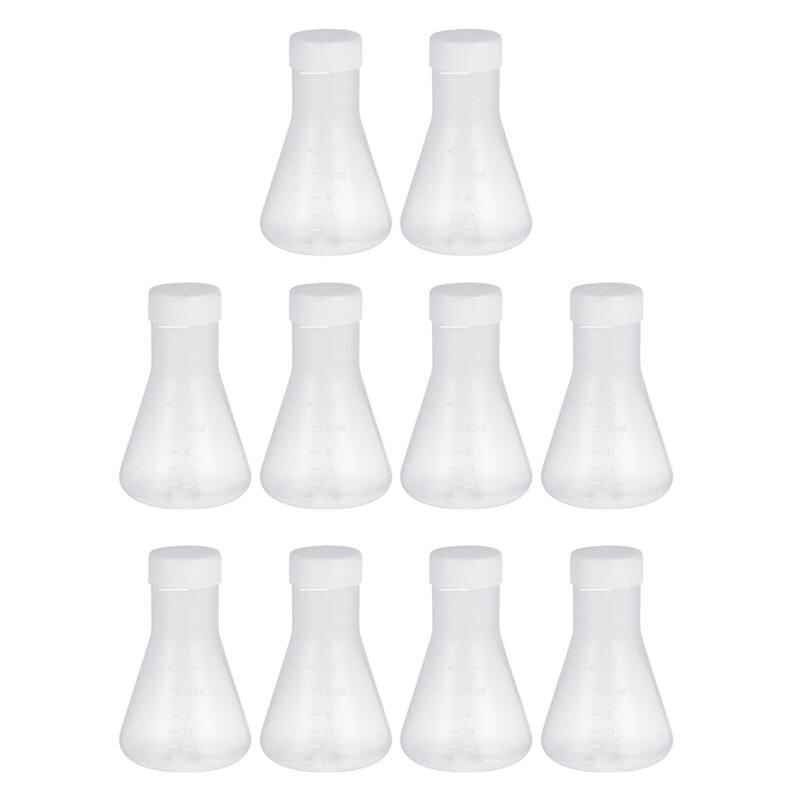 10pcs Durable Practical Portable Erlenmeyer Flask Conical Flask for School Indoor Laboratory