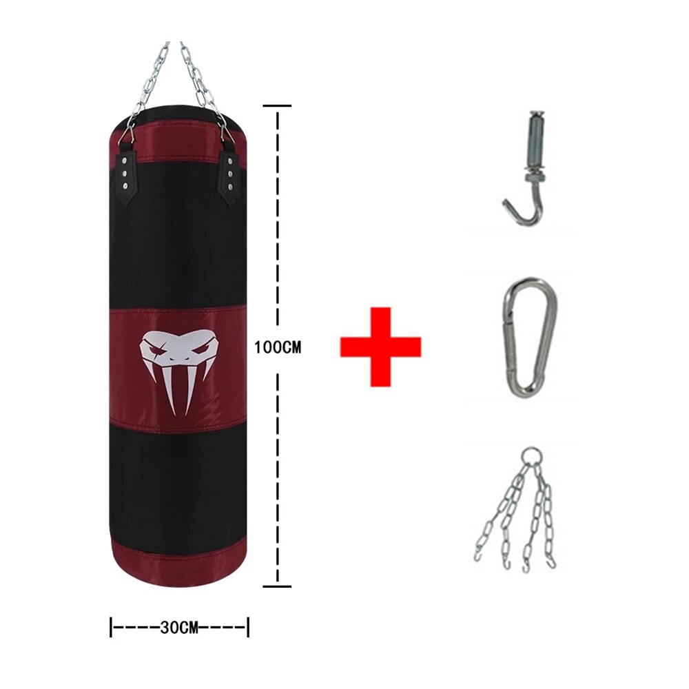 Hanging Punching Bag Boxing Sand Bag Muay Boxer Training Hanging Kick Fitness Muscle Training MMA Boxing Sandbag Without Filler: Black 100cm