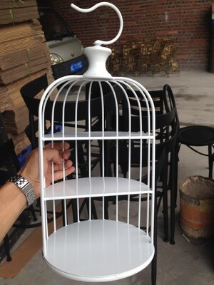 Gold/white/black European birdcage cake rack decoration theme item wedding candy stand display rack multi-layer cold food rack: white / S 20X20X30CM