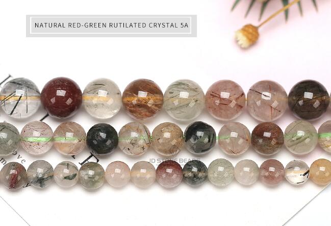 Verde Quarzo Rutilato Naturale Dei Capelli di Cristallo di Alta Qualità 6 8 10 12 MILLIMETRI Dimensione Perle di Creazione di Gioielli di Trasporto libero Fai Da Te branelli di fascino: 5A Rutilated Quartz / 5-6mm63pcs 1lot