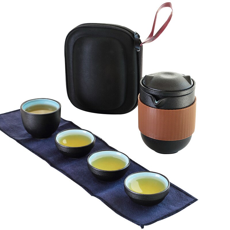 Tea Set Chinese Kung Fu Tea Sets Ceramic Portable Teapot Set Outdoor Travel Gaiwan Tea Cups of Tea Ceremony Teacup Fine B49