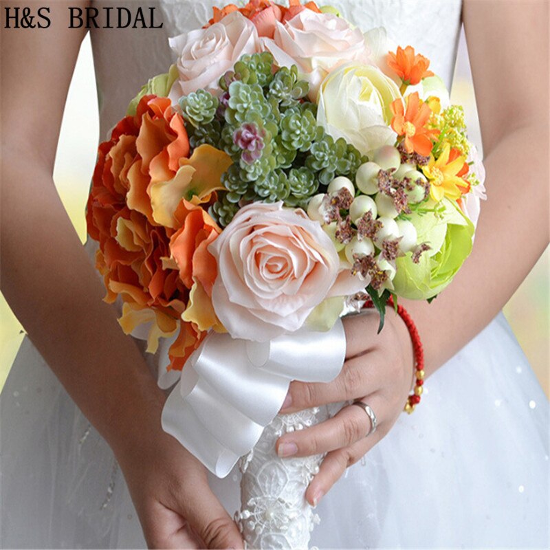 Magical Colorful Beautiful Bridal Bridesmaid Flower wedding bouquet artificial flower rose bridal bouquets