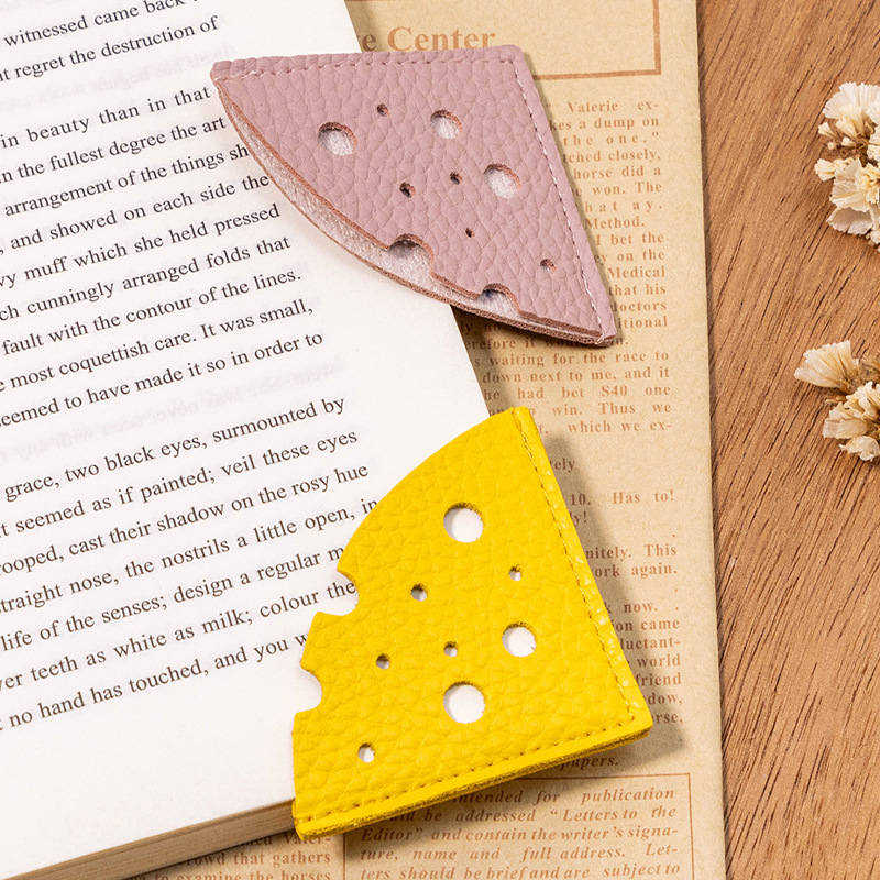 Cheese Shape Bookmark PU Book Marker Paper Corner Protection Anti-roll Marking Page Finder Book Accessories Reading