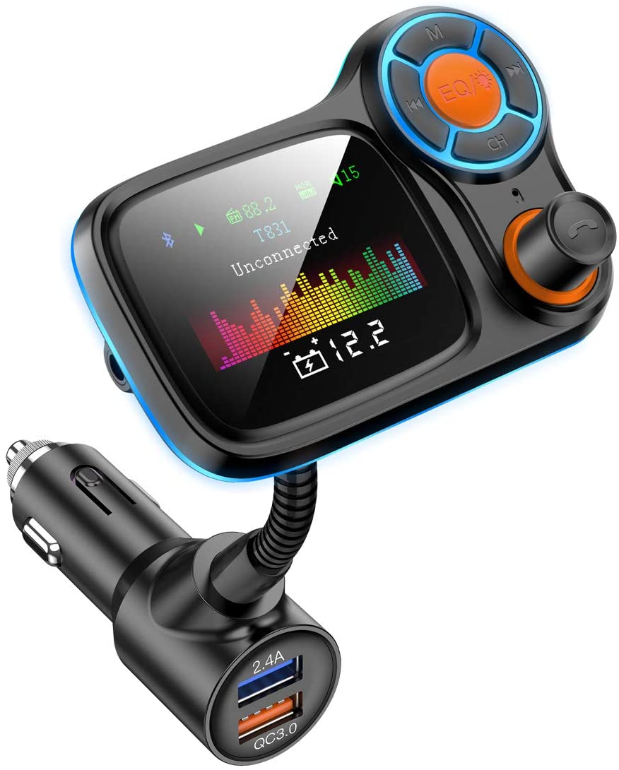 FM Modulator Transmitter Bluetooth 5.0 FM Radio 2.4A Kit Wireless Charger TFCard Car Aux Support Audio USB Car Handsfree Q5X6: Default Title