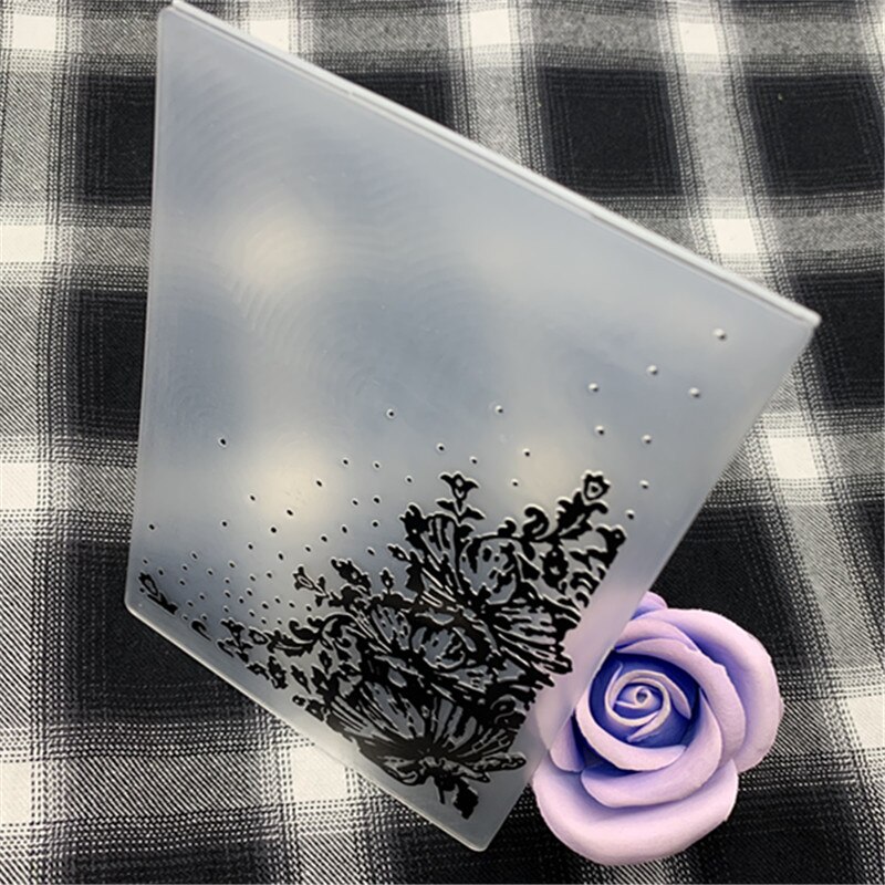 Rose peony Flowers print DIY Plastic Embossing Fol... – Grandado