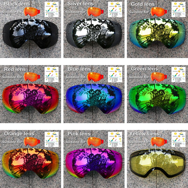 PHMAX-Lentes de repuesto para gafas de esquí normales, lentes de visión nocturna, amarillas, antivaho, Multicolor, solo aplicable a XJ-01