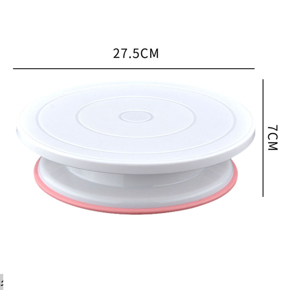 Baking Dishes Pastry Baking Tray Anti Slip Round Cake Stand Rotary Table DIY Pan Cake Plate Rotating Turntable: Pink