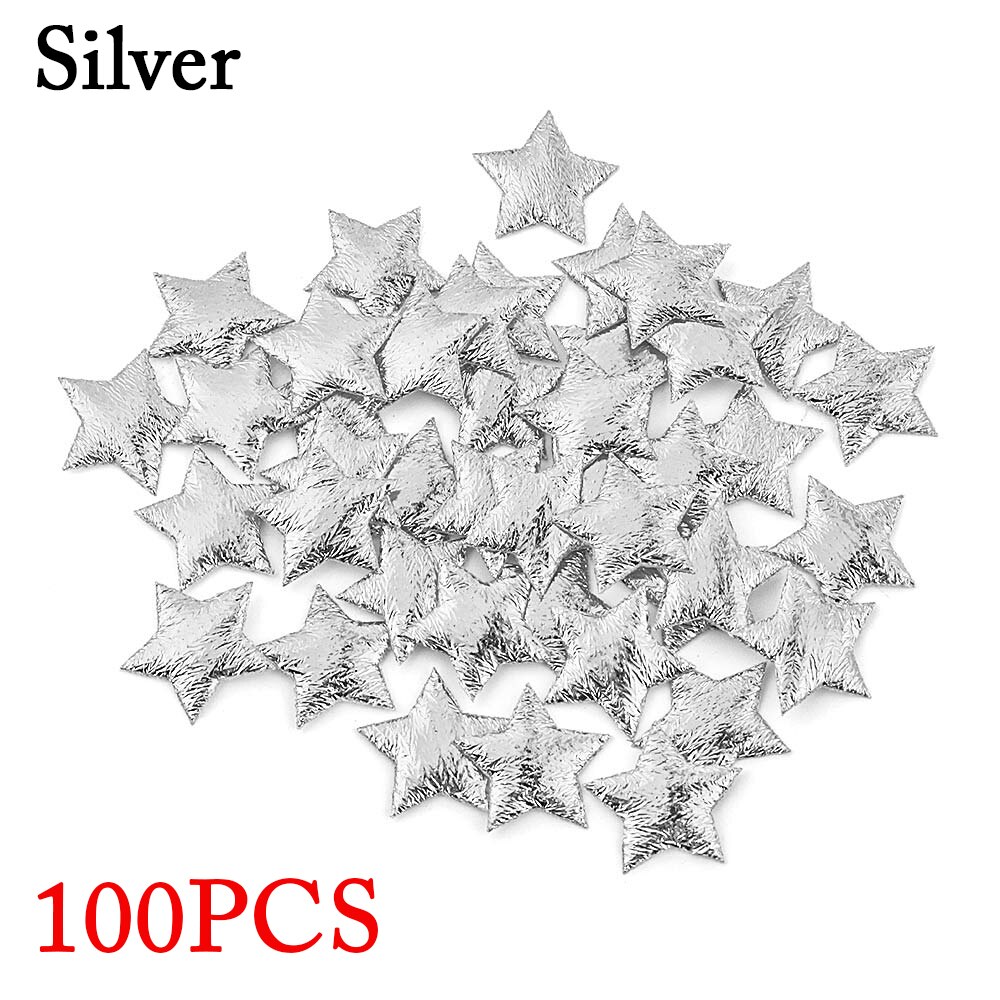 100/200 Stks/pak 2Cm Goud Zilver Schuim Stof Sterren Embellishments Sieraden Materiaal Diy Ambachten Wedding Party Home Decor levert: 100pcs silver