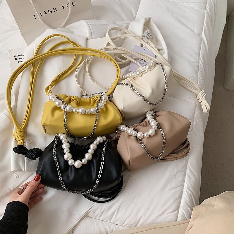 Factoo Perle kleine tasche, damen-umhängetasche, faltbare Wolke Tasche, diagonale Mini-Kupplung
