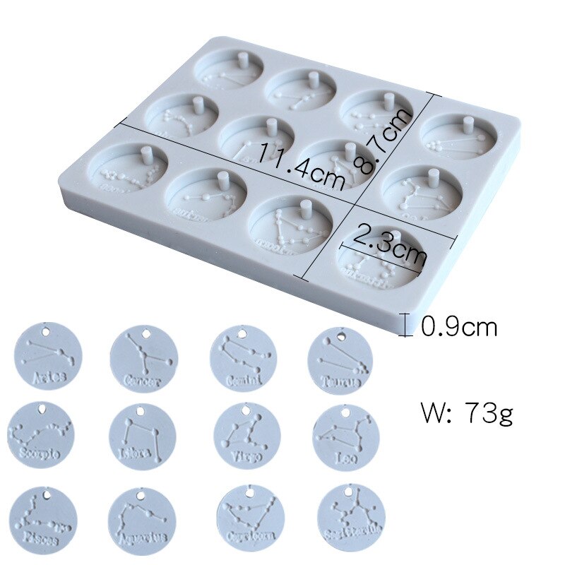 12 Constellation Liquid Silicone Mold Soft Clay Epoxy Resin Plaster Decoration Modeling Tool Concrete Formas De Silicone