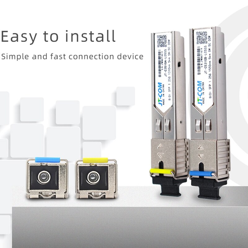 JT-COM 2Pcs SC SFP Module Gigabit DDM BIDI Mini Gbic 1000Mbps Fiber Tranceiver Sfp Module Compatible with Mikrotik