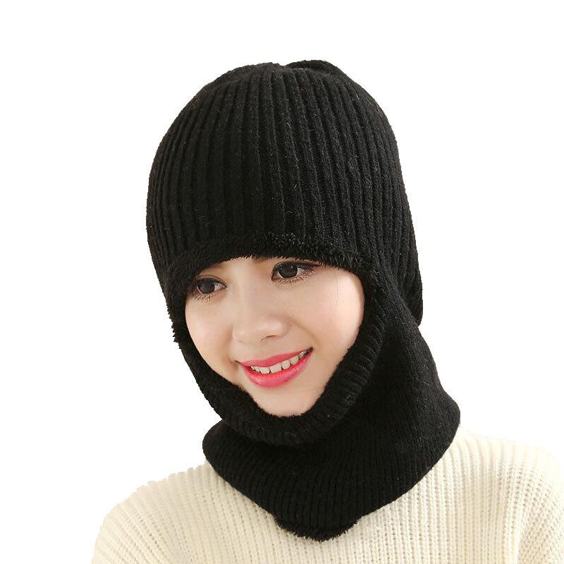 Bingyuanhaoxuan multifunktionel strik hue balaclava maske vinter uld hatte voksne mænd og kvinder huer tyk maske