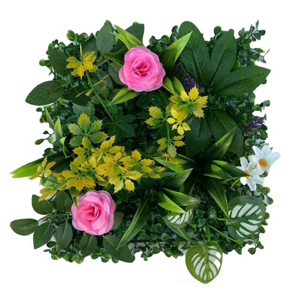 Panneau mural de plantes artificielles, bricolage, fleur de tournesol, tapis d'eucalyptus artificiel, vie éternelle, herbe de fougère artificielle verte: Rose Red