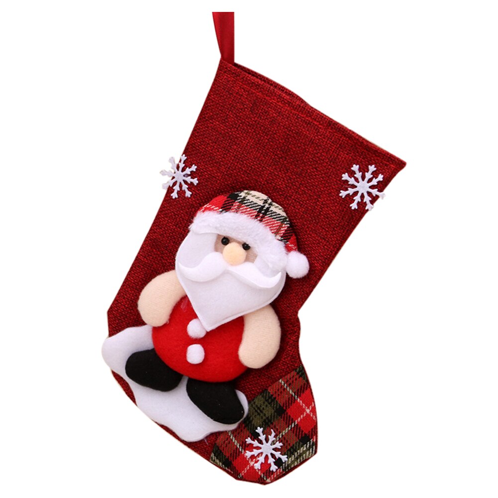 Noël arbre chaussettes dessin animé flocon de neige sac souple noël père noël bonhomme de neige Elk ours bas cheminée décor: Santa Claus