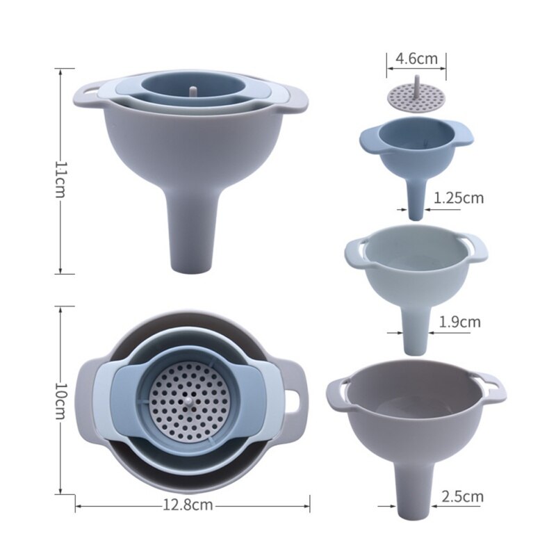4 in 1 multi-function funnel oil filter set can home oil funnel sub-packaging plastic funnel kitchen tools·
