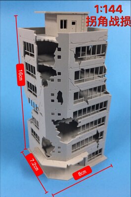 1:144 100 Proportion Resin Character Scene Layout Model War Damage In Assembly Multi-Storey Building Model: 1 144 A