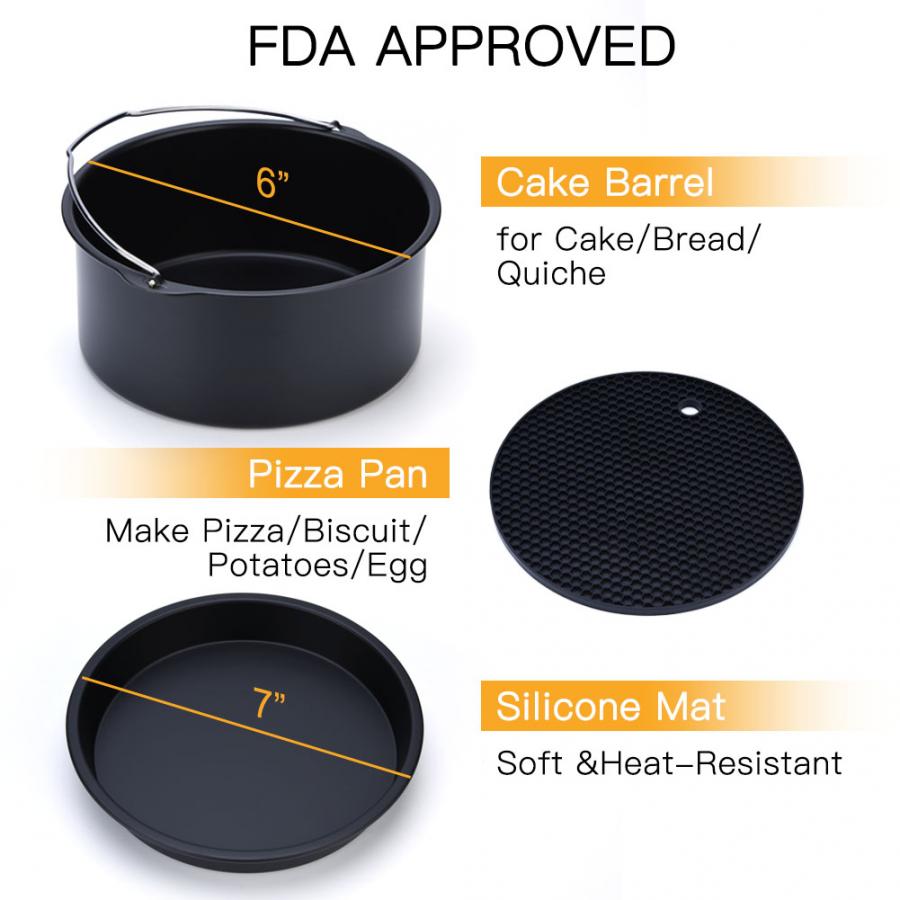 Air Friteuse 5 in 1 Multifunctional Air Fryer Accessories Set Kit Parts Metal Holder Skewer Rack Cake Barrel Freidora Aire