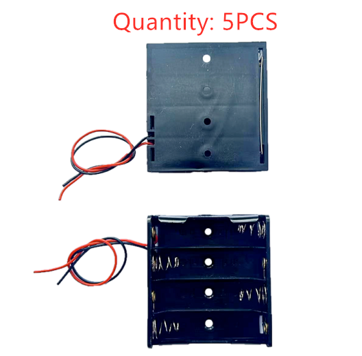 5PCS AA Power Battery Storage Case Holder Storage Box Multi Purposes DIY AA Battery Holder LR6 Container With Lead Cables: black