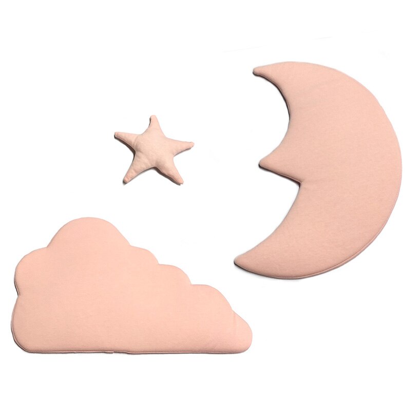 3 Stks/set Moon Star Muur Decor Ins Nordic Stijl Katoen Cloud Ornamenten Kinderkamer Decoraties Muurstickers Fotografie Props: Pink