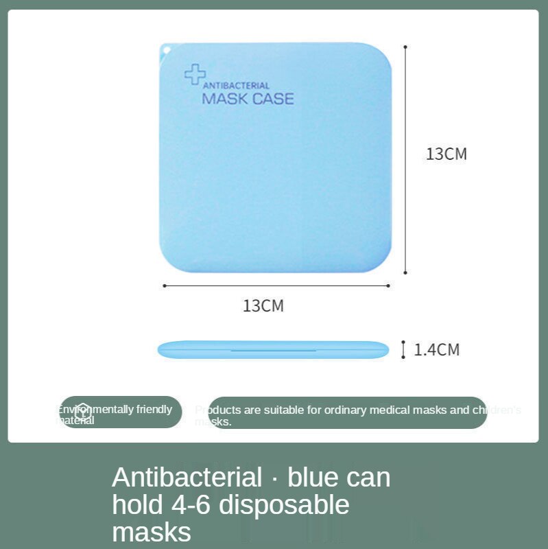 Leuke Masker Opbergdoos Draagbare Vouwen Draagbare Stofmasker Tijdelijke Opbergdoos Kinderen Studenten Mooie Plastic Masker Doos: Blauw