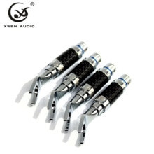 XSSH di Alta qualità in fibra di carbonio serie rhodium placcato Y connettore a spina a banana per l'altoparlante filo FAI DA TE
