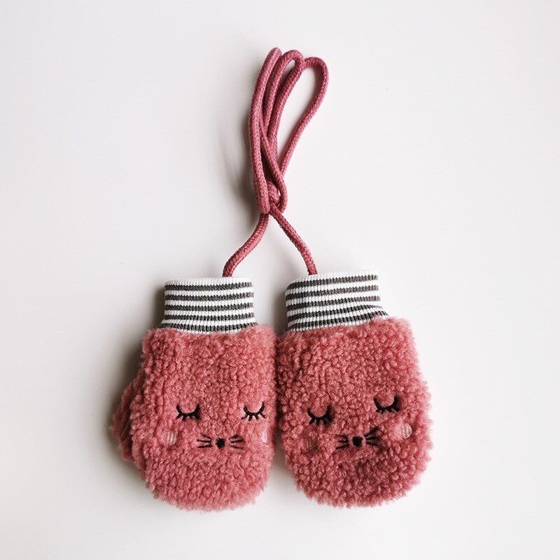 Crianças meninos meninas luvas de inverno bebê dedo cheio luvas engrossar infantil velo criança mão mais quente luvas 1-4y: wine red