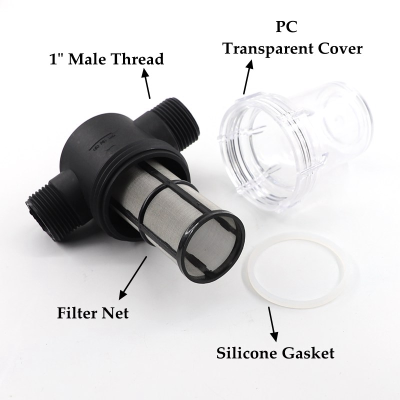 Garden Watering Filter 1&#39;&#39; Male Thread Plastic Irrigation System Impurity Prefilter Aquaculture Household Water Pipe Filter