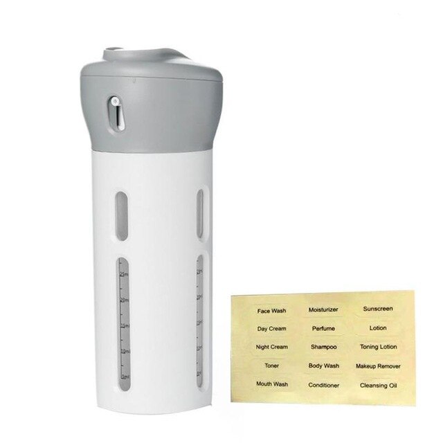 Populær draagbare 4 in 1 lotion dispenser fles draaien lotion shampoo douchegel sub-fles reise emulsie bottelen: Grå