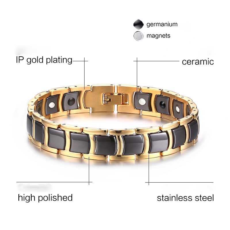 Fxm ccb 58 roestvrijstalen armband, populaire armband voor heren, enkelvoudig stalen keramische armband in zwart materiaal