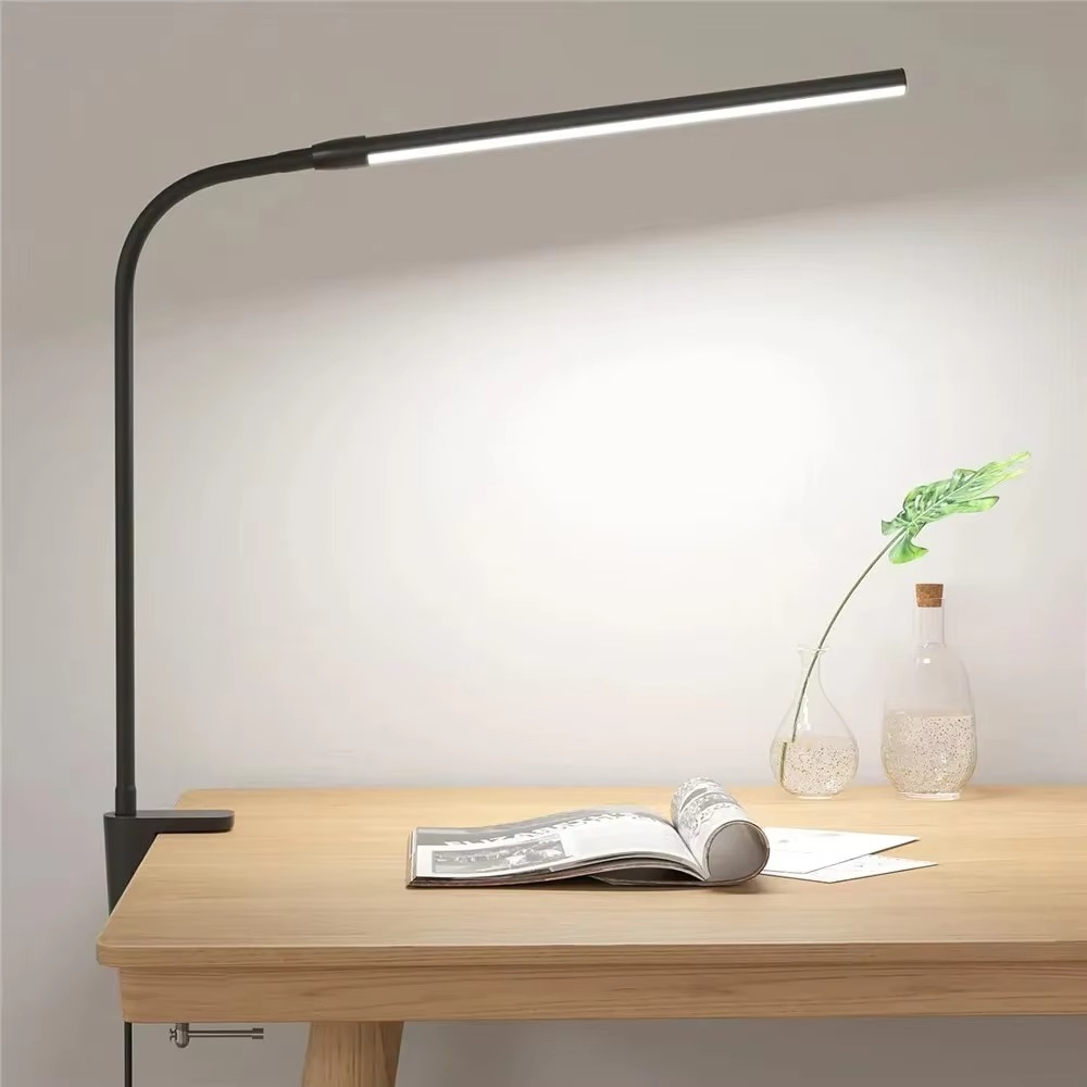 Dubbele kop LED-clip bureaulamp Architect tafellamp voor thuiskantoorverlichting 3-kleurmodus en 10 dimbare oogbescherming bureaulampen: Blauw