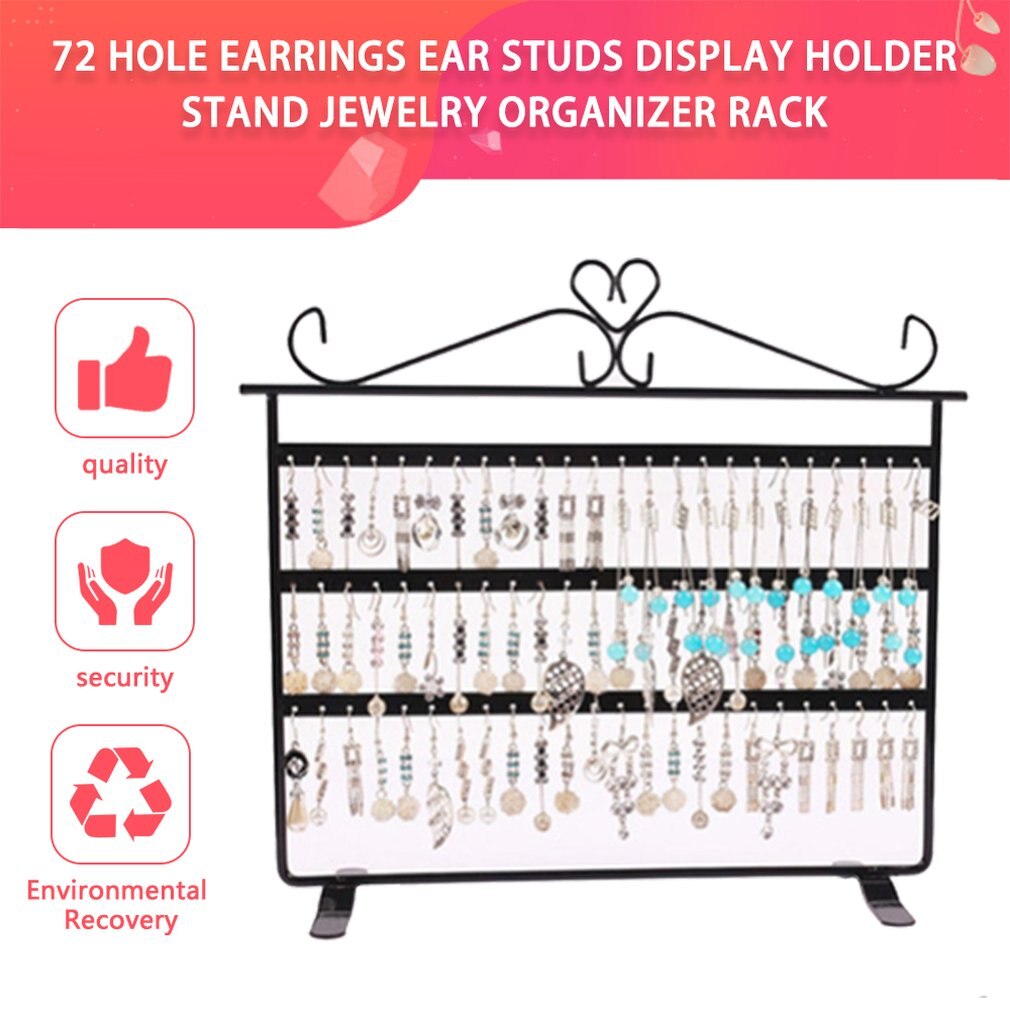 72 Gaten Oorbellen/Ketting/Oorstekers Sieraden Display Houder Stand Showcase Metalen Sieraden Organisator Rack Platte Oorbel Houder