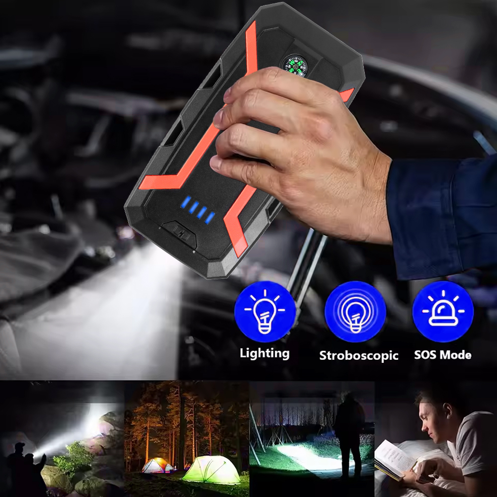 Autobatterie-Anlasser, 12 V, tragbarer Auto-Starthilfe, 3000 A, automatisches Startgerät, Notstart-Powerbank-Booster, 22200 mWh