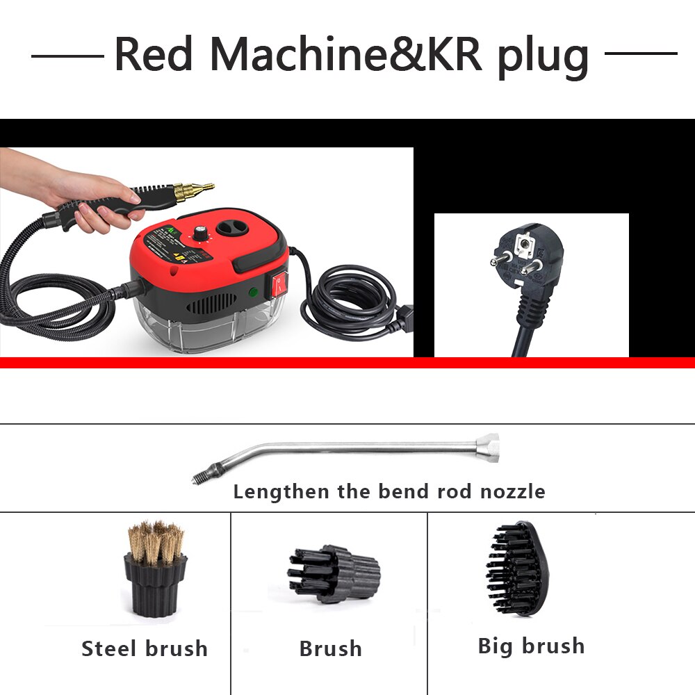 Mini Damp Stoomboot Hoge Druk/Temperatuur Handheld Stoomreiniger Kan Toevoegen Ontsmettingsmiddelen Voor Airconditioning/Keuken: Red KR plug / 220 V-230 V