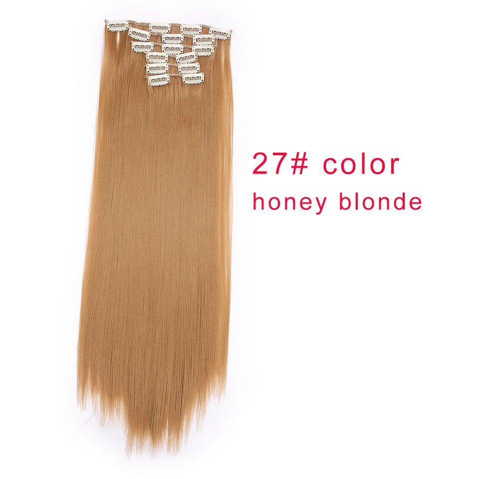 AISI QUEENS Clips In Hair Extension Long Straight Hair Clips for Women 8pcs/set Synthetic 16 Clips In Hair Extensions: 27