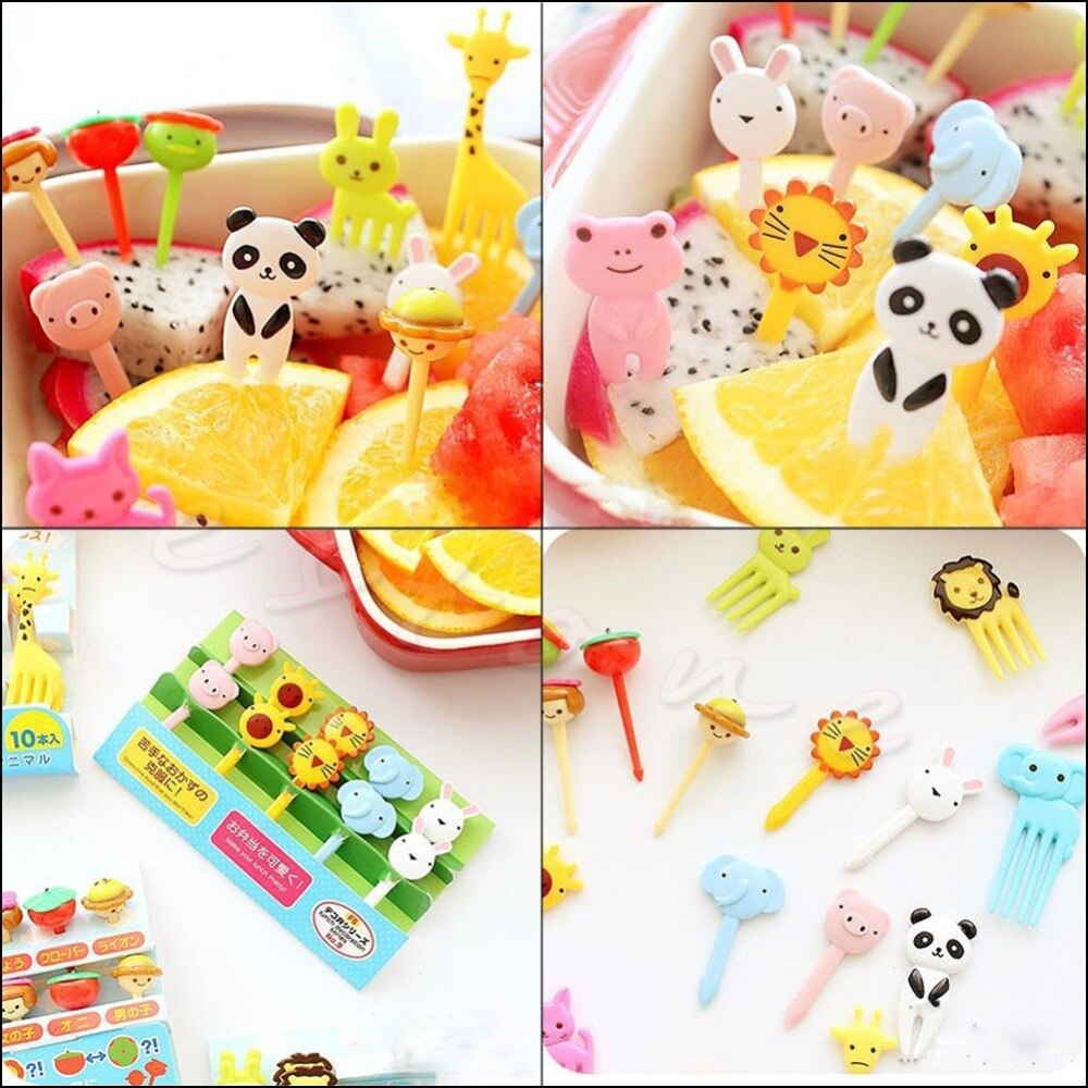 Fourchettes fruits aliments animaux 10 pièces, fourchettes Bento décor de boîte à déjeuner accessoire
